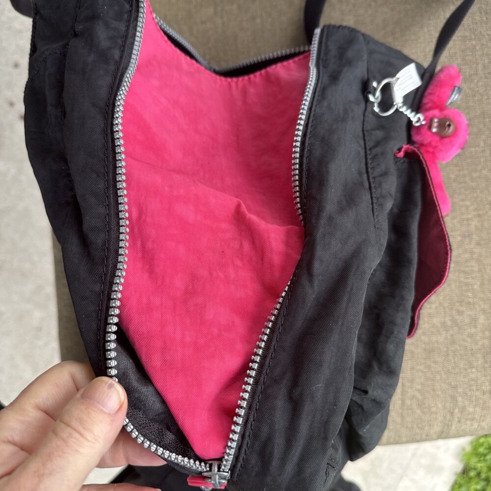 Kipling Expandable Tote Black Side Zip Pink Details - Picture 14 of 16